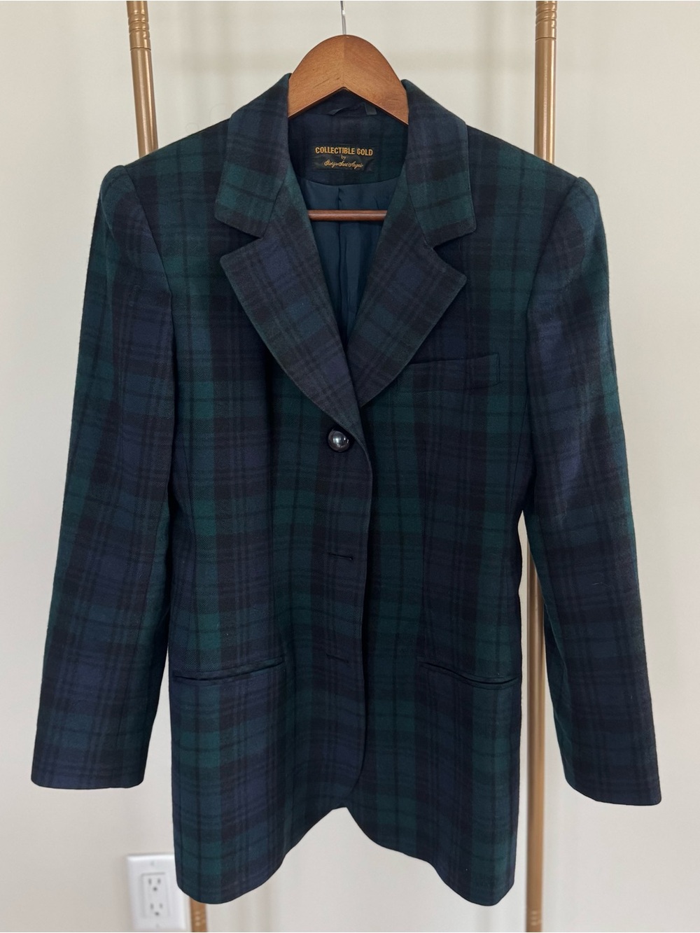 Green & Navy Plaid Blazer